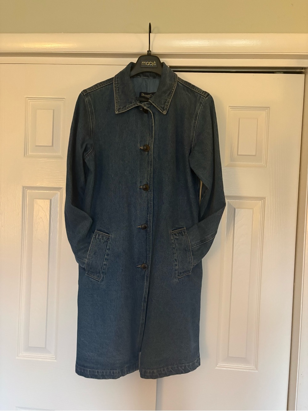 Vintage Denim&Co Long Blue Women's Denim Jacket Coat.  Size Medium